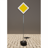 Знак дорожный "Главная дорога" 2.1 типоразмер 40 на стойке с основанием 3кг - fgospostavki.ru - Махачкала