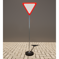 Знак дорожный "Уступите дорогу" 2.4 типоразмер 40 на стойке с основанием 3кг - fgospostavki.ru - Махачкала