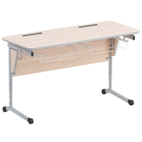 Стол ученический двухместный с наклоном столешницы (0-24°) и корзиной - fgospostavki.ru - Махачкала