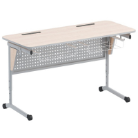 Стол ученический двухместный с перфорированной панелью, наклоном столешницы (0-24°) и корзиной - fgospostavki.ru - Махачкала