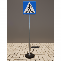 Знак дорожный "Пешеходный переход" 5.19.1 типоразмер 40 на стойке с основанием 3кг - fgospostavki.ru - Махачкала