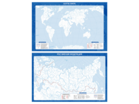 Фрагмент (демонстрационный) маркерный (двухсторонний) "Карта мира и Российской Федерации" (немая) с комплектом тематических магнитов - fgospostavki.ru - Махачкала