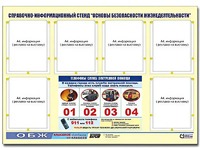 Стенд информационный "Основы безопасности жизнедеятельности" (80*110, 6 карманов) - fgospostavki.ru - Махачкала
