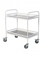 Столик процедурный передвижной металлический с двумя полками из нержавеющей стали с бортиками - fgospostavki.ru - Махачкала