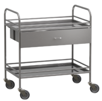 Столик манипуляционный передвижной из нержавеющей стали с бортиками, с двумя полками и выдвижным ящиком - fgospostavki.ru - Махачкала