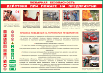 Таблица "Действия при пожаре на предприятии" (100х140 сантиметров, винил) - fgospostavki.ru - Махачкала