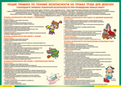 Таблица "Правила безопасности на уроках труда для девочек" (100х140 сантиметров, винил) - fgospostavki.ru - Махачкала