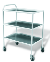 Столик инструментальный передвижной металлический с тремя стеклянными полками (мебельные колеса) - fgospostavki.ru - Махачкала