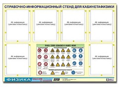 Стенд информационный "Правила техники безопасности в кабинете физики" (80х110, 6 карманов) - fgospostavki.ru - Махачкала