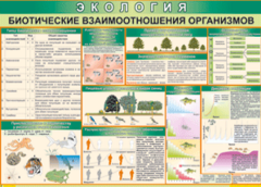 Таблица "Биотические взаимоотношения организмов" (100х140 сантиметров, винил) - fgospostavki.ru - Махачкала