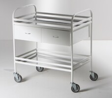 Столик манипуляционный передвижной металлический с бортиками, с двумя полками и двумя выдвижными ящиками - fgospostavki.ru - Махачкала