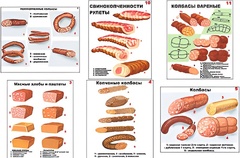 Плакаты ПРОФТЕХ "Ассортимент колбасной и мясной продукции" (11 пл, винил, 70х100) - fgospostavki.ru - Махачкала
