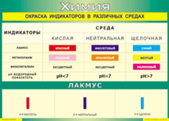 Таблица "Окраска индикаторов в различных средах" (100х140 сантиметров, винил) - fgospostavki.ru - Махачкала