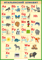 Таблица "Итальянский алфавит в картинках (с транскрипцией)" (100х140 сантиметров, винил) - fgospostavki.ru - Махачкала