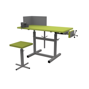 Верстак ученический комбинированный с тисками и струбциной, с защитным экраном и табуретом - fgospostavki.ru - Махачкала