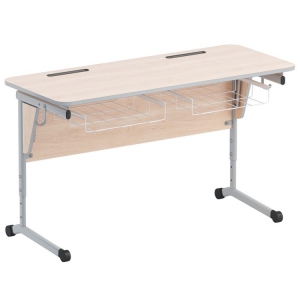 Стол ученический двухместный с наклоном столешницы (0-24°) и корзиной - fgospostavki.ru - Махачкала