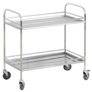 Столик процедурный с двумя полками и бортиками передвижной из нержавеющей стали - fgospostavki.ru - Махачкала