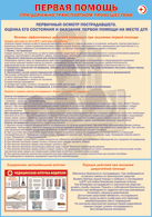 Таблица "Первичный осмотр пострадавшего, оценка его состояния и оказание первой помощи на месте ДТП" (100х140 сантиметров, винил) - fgospostavki.ru - Махачкала