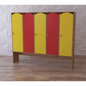 Шкаф 5-секционный с нишей под скамью "Яркое детство" - fgospostavki.ru - Махачкала