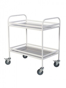 Столик процедурный передвижной металлический с двумя полками из нержавеющей стали с бортиками - fgospostavki.ru - Махачкала