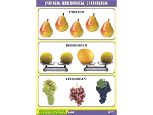 Таблица демонстрационная "Считаем, взвешиваем, сравниваем" (винил 70x100) - fgospostavki.ru - Махачкала