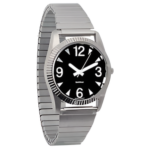 Часы мужские с черным циферблатом на растягивающемся ремешке - fgospostavki.ru - Махачкала