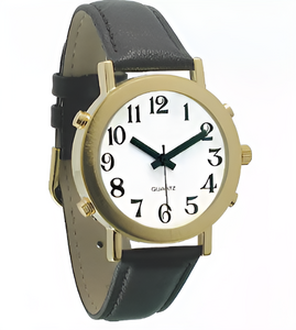 Часы для слабовидящих людей с белым циферблатом на кожаном ремешке - fgospostavki.ru - Махачкала