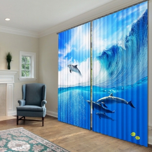 Комплект светонепроницаемых штор "Дельфины" - fgospostavki.ru - Махачкала