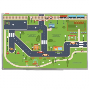 Магнитно-маркерная доска "Безопасный маршрут школьника" (дом-школа-дом) с комплектом тематических магнитов КМ-17 - fgospostavki.ru - Махачкала