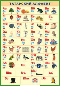 Таблица "Татарский алфавит в картинках" (100х140 сантиметров, винил) - fgospostavki.ru - Махачкала