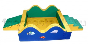 Сухой бассейн "Волна-1" 1,5х1,5м с аппликацией лестницой и скатом - fgospostavki.ru - Махачкала