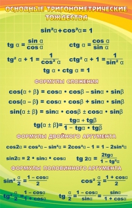 Стенд "Основные тригонометрические тождества" - fgospostavki.ru - Махачкала