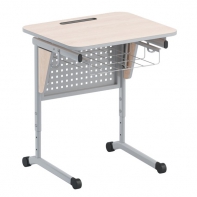 Стол ученический одноместный с перфорированной панелью, наклоном столешницы (0-24°) и корзиной - fgospostavki.ru - Махачкала
