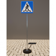 Знак дорожный "Пешеходный переход" 5.19.1 типоразмер 40 на стойке с основанием 3кг - fgospostavki.ru - Махачкала