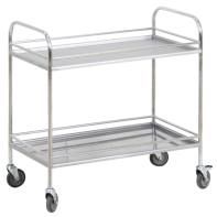 Столик процедурный с двумя полками и бортиками передвижной из нержавеющей стали - fgospostavki.ru - Махачкала