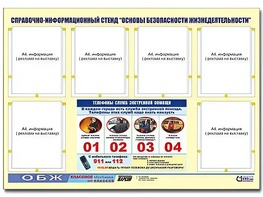 Стенд информационный "Основы безопасности жизнедеятельности" (80*110, 6 карманов) - fgospostavki.ru - Махачкала