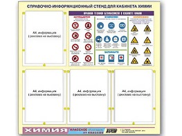 Стенд информационный "Правила техники безопасности в кабинете химии" (80х75, 4 кармана) - fgospostavki.ru - Махачкала