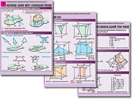 Комплект таблиц по геометрии "Стереометрия. Основные построения в пространстве" (8 таблиц, А1, ламинированные) - fgospostavki.ru - Махачкала
