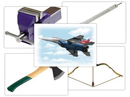 Набор предметных картинок "Оружие, военная техника. Инструменты" (48 штук, А4, с магнитами) - fgospostavki.ru - Махачкала
