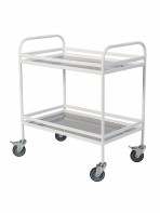 Столик процедурный передвижной металлический с двумя полками из нержавеющей стали с бортиками - fgospostavki.ru - Махачкала