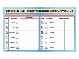 Фрагмент (демонстрационный) маркерный (двухсторонний) "Склонение имен существительных и прилагательных" - fgospostavki.ru - Махачкала